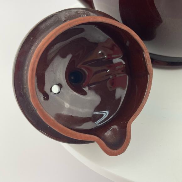 Vtg Brown Drip Glaze Japan Teapot Single Serve Espresso Redware Cottage Pottery - Picture 5 of 13